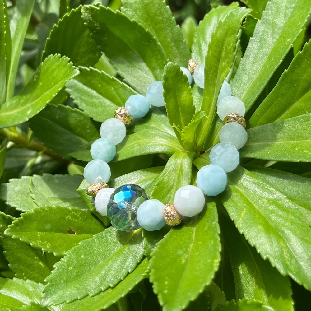 Facet Aquamarine Gemstone Bracelet ✨ - Picture 5 of 8